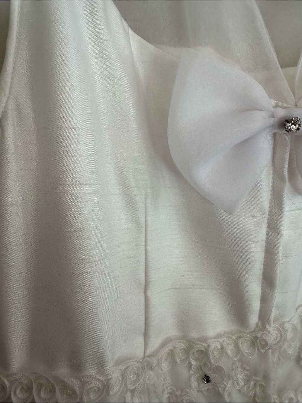 Elaina do Vale Couture Ivory Girls' Tulle Dress with Embellished Waist - size 10 - Picture 8 of 9
